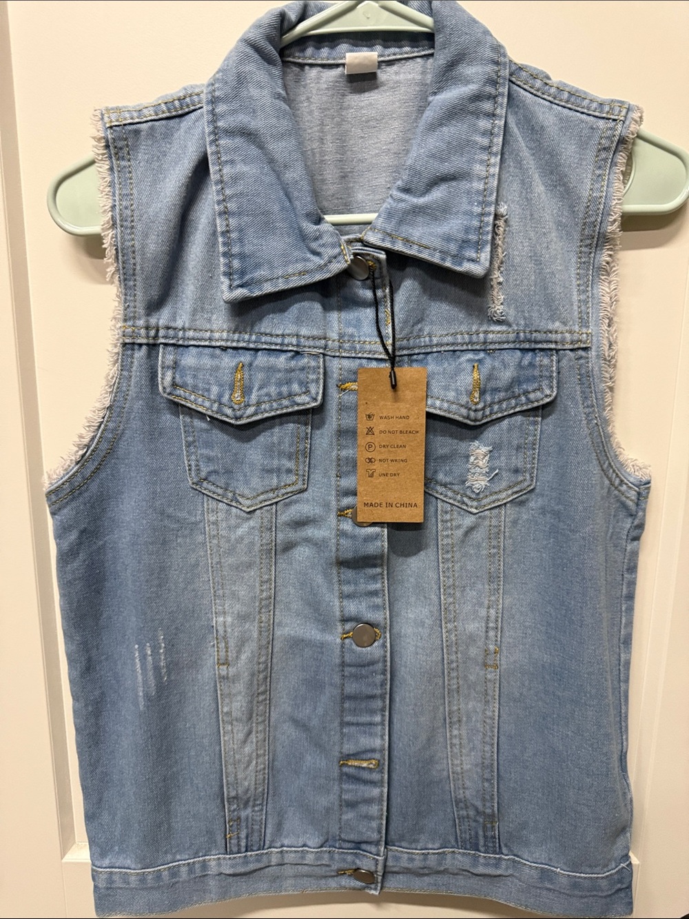 Sleeveless Light Blue Denim Vest - Women Jeans